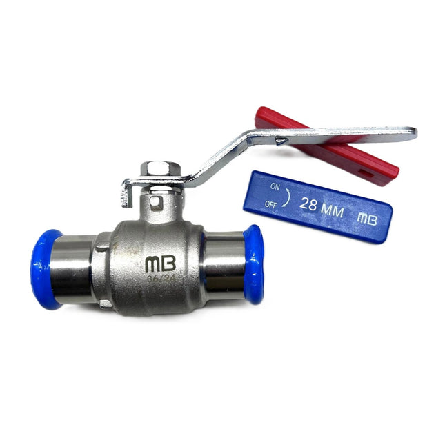 28MM MB Pressfit Water Lever Ball Valve with Dual Handle DZR Nickel Plated